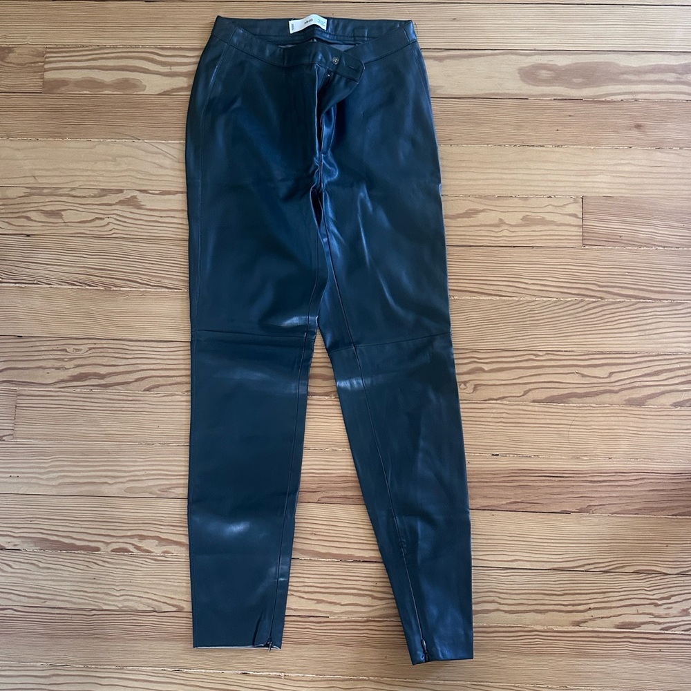 Mango Dark Leather Trousers